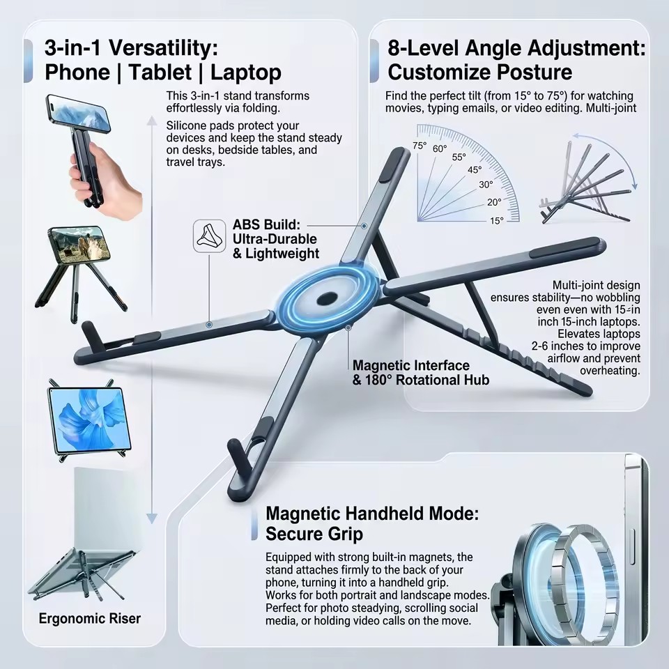 Essential Tablet Accessories - Supporto Magnetico Portatile per Telefono e