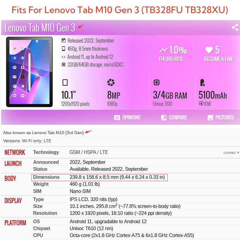 Per Lenovo Tab M10 3rd Gen 10. - Lenovo Tablet M11 Accessories recensione e prezzo